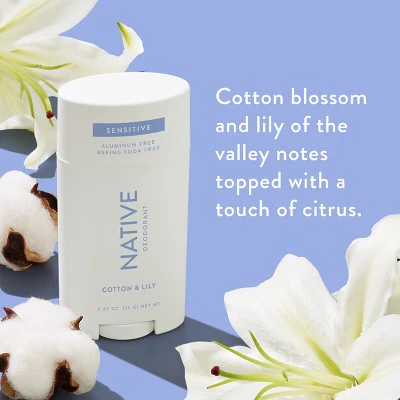 Native Sensitive Solid Deodorant Cotton & Lily  2.65oz - New - Image 3