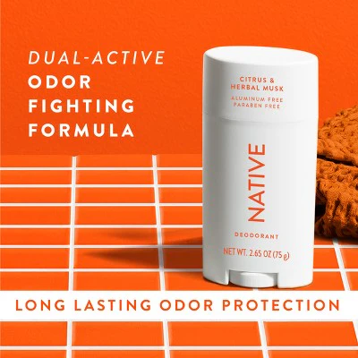 Native Solid Deodorant for Men & Women Citrus & Herbal Musk 2.65oz - Imperfect Container - Image 7