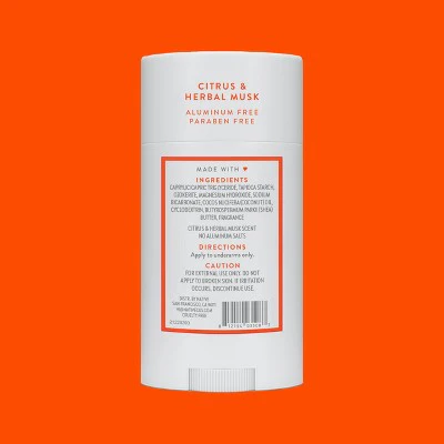Native Solid Deodorant for Men & Women Citrus & Herbal Musk 2.65oz - Imperfect Container - Image 9