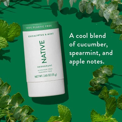 Native Solid Deodorant for Men; Women Eucalyptus; Mint Aluminum; Plastic Free 2.65oz - Imperfect Container - Image 4
