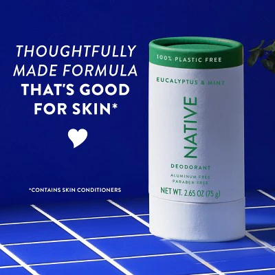 Native Solid Deodorant for Men; Women Eucalyptus; Mint Aluminum; Plastic Free 2.65oz - Imperfect Container - Image 6