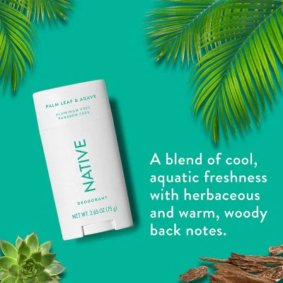 Native Solid Deodorant for Men & Women Palm Leaf & Agave Aluminum Free 2.65oz - New - Image 3