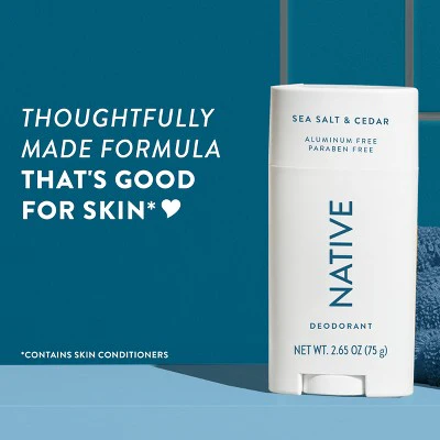 Native Solid Deodorant for Men & Women Sea Salt & Cedar Aluminum-Free 2.65oz - Imperfect Container - Image 5