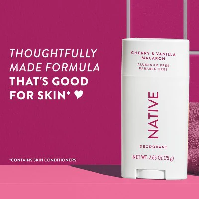 Native Solid Deodorant for Women; Men Cherry; Vanilla Macaron Aluminum-Free 2.65oz - Imperfect Container - Image 5