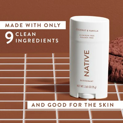 Native Solid Deodorant for Women & Men Coconut & Vanilla 2.65oz - Imperfect Container - Image 5