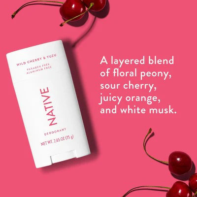 Native Solid Deodorant Wild Cherry; Yuzu 2.65oz - New - Image 3