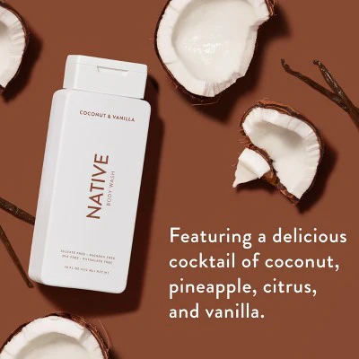 Native Sulfate Free Body Wash Coconut & Vanilla 18 fl oz - Imperfect Container - Image 4