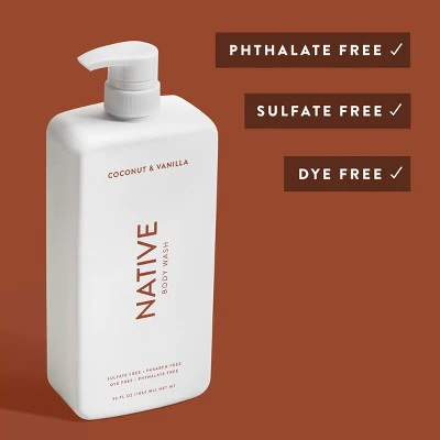 Native Sulfate Free Body Wash Coconut; Vanilla 36 fl oz - Imperfect Container - Image 6