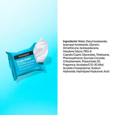 Neutrogena Hydro Boost Facial Cleanser Wipes 50ct - Imperfect Box - Image 9