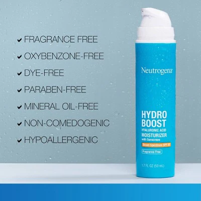 Neutrogena Hydro Boost Hyaluronic Acid Facial Moisturizer to Hydrate & Soothe Dry Skin SPF 50 1.7 fl oz - Imperfect Box - Image 6
