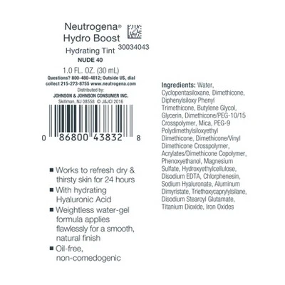 Neutrogena Hydro Boost Hydrating Tint Liquid Foundation 40 Nude - Imperfect Container - Image 10