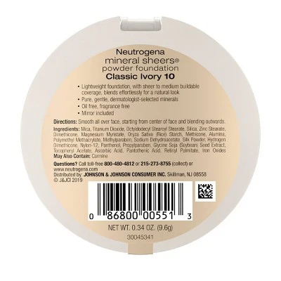Neutrogena Mineral Sheers Compact Powder Foundation 10 Classic Ivory 0.34oz - Imperfect Container - Image 6