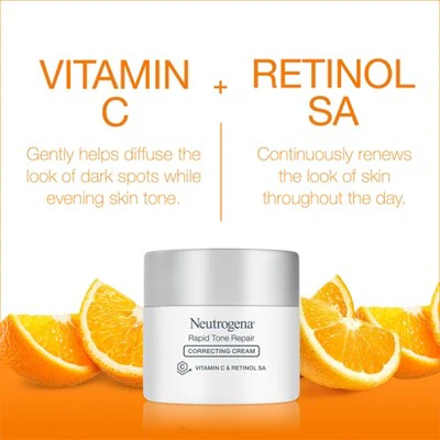 Neutrogena Rapid Tone Repair Retinol + Vitamin C Face and Neck Cream 1.7oz - Imperfect Box - Image 4