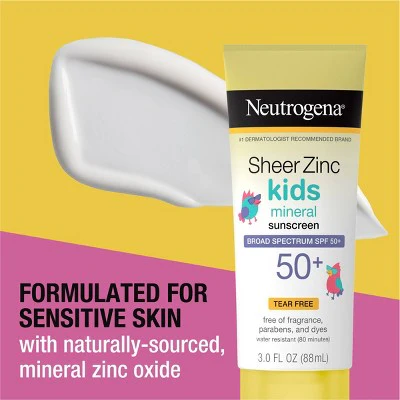 Neutrogena Sheer Zinc Kids Sunscreen Lotion SPF 50 3 fl oz - New - Image 4
