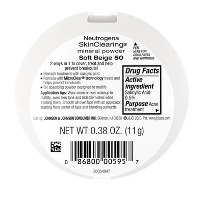 Neutrogena Skin Clearing Pressed Powder 50 Soft Beige 0.38oz - New - Image 2
