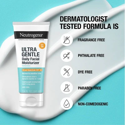 Neutrogena Ultra Gentle Daily Face Moisturizer SPF 30 3.4fl oz - Imperfect Container - Image 6
