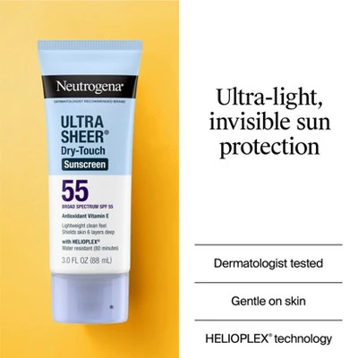 Neutrogena Ultra Sheer Dry Touch Sunscreen Lotion SPF 55 3oz - Imperfect Container - Image 4