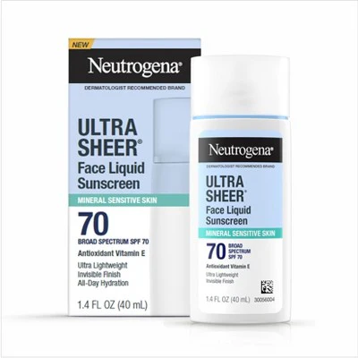 Neutrogena Ultra Sheer Mineral Face Liquid Sunscreen SPF 70 1.4 fl oz - Missing Box