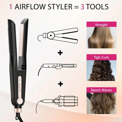 NICEBAY Airflow Styler, Titanium Hair Straightener & Curling Iron with Cooling Air Vents, 5 Temps, Dual Voltage & Auto Shutoff - Imperfect Box - Image 5