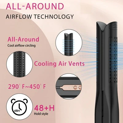 NICEBAY Airflow Styler, Titanium Hair Straightener & Curling Iron with Cooling Air Vents, 5 Temps, Dual Voltage & Auto Shutoff - Imperfect Box - Image 7