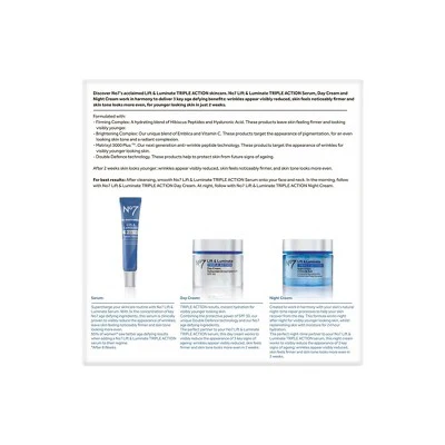 No7 Lift & Luminate Triple Action 3-Piece Skincare System 3ct - Imperfect Box - Image 3