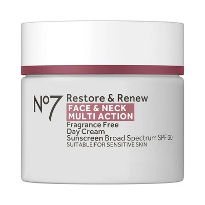 No7 Restore & Renew Face & Neck Multi Action Day Cream with SPF 30 1.69 fl oz - Imperfect Box