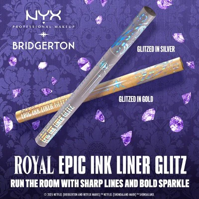 NYX Professional Makeup Bridgerton Royal Epic Ink Glitz Metallic Eyeliner Glitzed In Silver 0.03 fl oz - Imperfect Box - Image 5