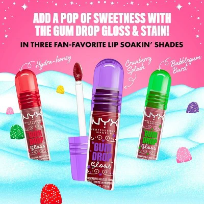 NYX Professional Makeup Gum Drop Gloss Lip Gloss Stain Cranberry Splash 0.16 fl oz - New - Image 7