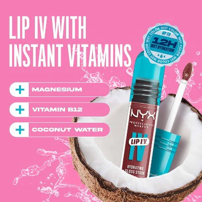 NYX Professional Makeup Lip IV Hydrating Lip Gloss Stain Berry Thirsty 0.16 fl oz - New - Image 5