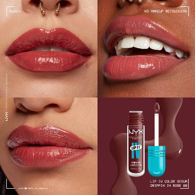 NYX Professional Makeup Lip IV Hydrating Lip Gloss Stain Drippin in Rose 0.16 fl oz - New - Image 2