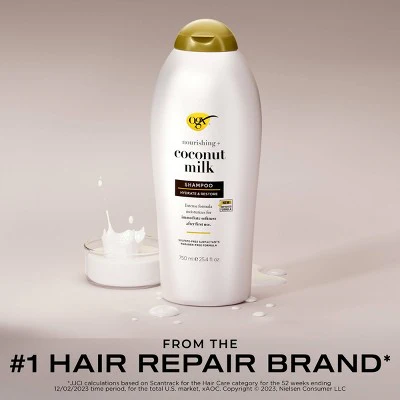 OGX Nourishing Coconut Milk Moisturizing Shampoo 25.4 fl oz - Imperfect Container - Image 4