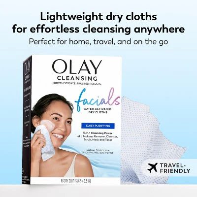 Olay Daily Facials Face Cleansing Wipes Makeup Remover Unscented 66ct - Imperfect Box - Image 10