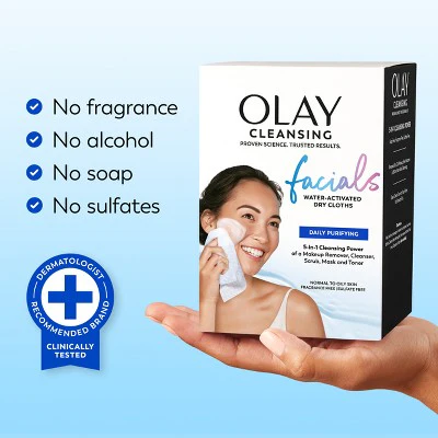 Olay Daily Facials Face Cleansing Wipes Makeup Remover Unscented 66ct - Imperfect Box - Image 11