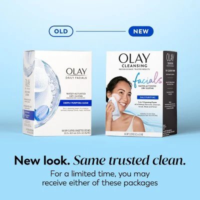 Olay Daily Facials Face Cleansing Wipes Makeup Remover Unscented 66ct - Imperfect Box - Image 2