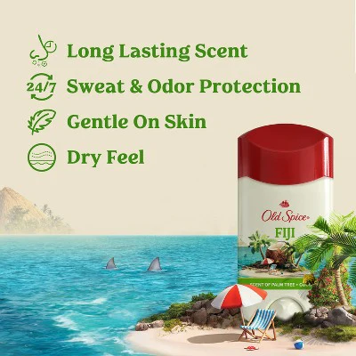 Old Spice Men's Fiji with Palm Tree Antiperspirant & Deodorant 2.6oz/2pk - New - Image 2