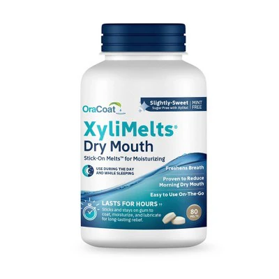 OraCoat XyliMelts for Dry Mouth Relief Slightly Sweet 80ct - New