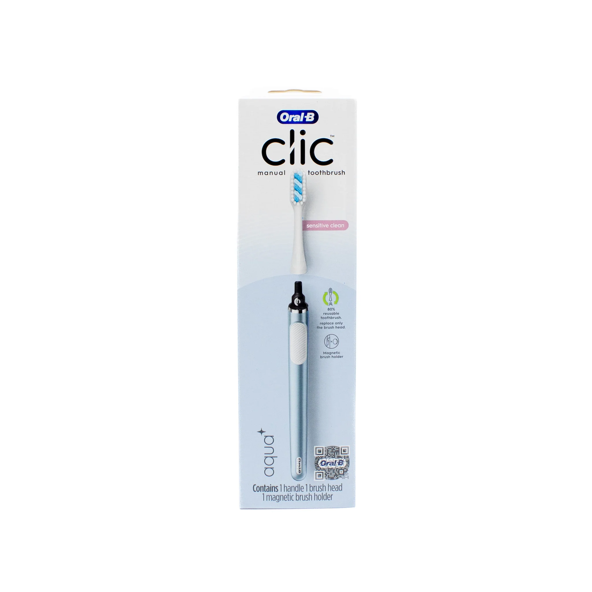 Oral-B Clic Manual Toothbrush with Replaceable Brush Head AQUA - New