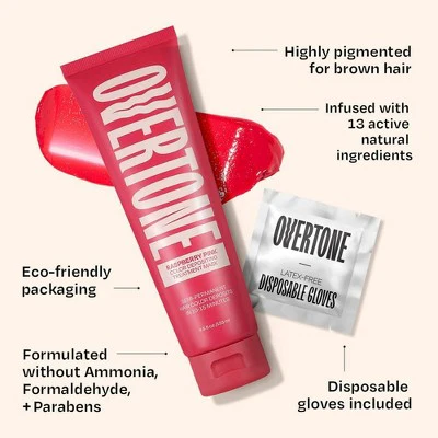 Overtone Raspberry Pink Hair Mask Semi-Permanent Hair Dye & Color Conditioner - New - Image 7