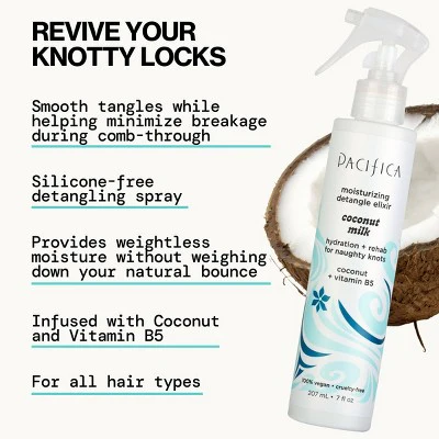 Pacifica Coconut Milk Leave on Detangling and Repair Spray 7 fl oz - New - Image 2