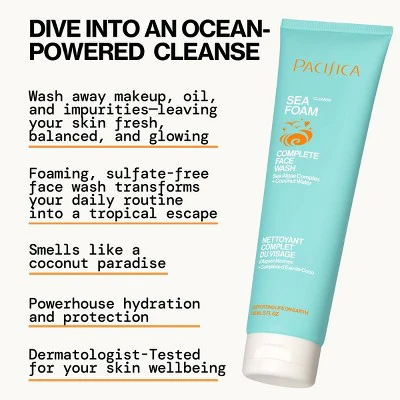 Pacifica Sea Foam Complete Face Wash Coconut 5 fl oz - Imperfect Container - Image 3