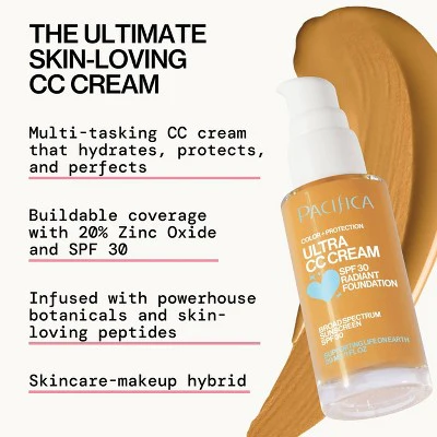 Pacifica Ultra CC Cream Radiant Foundation with SPF 17 Warm/Medium 1 fl oz - Imperfect Box - Image 2