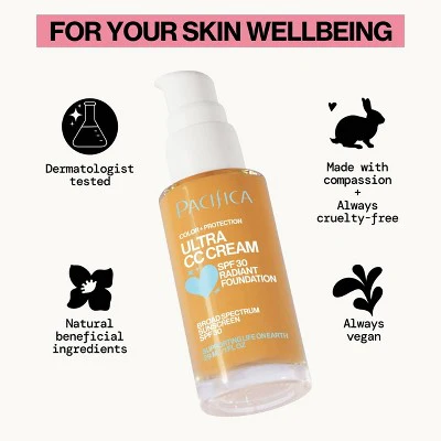 Pacifica Ultra CC Cream Radiant Foundation with SPF 17 Warm/Medium 1 fl oz - Imperfect Box - Image 5