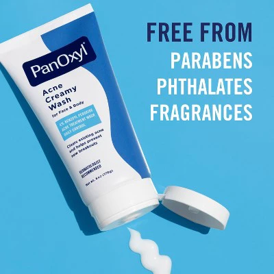 PanOxyl 4% Benzoyl Peroxide Acne Creamy Wash for Face & Body 6oz - Imperfect Box - Image 3