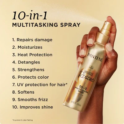 Pantene Miracle Rescue 10-in-1 Multi Tasking Leave-in Hair Treatment 5.7oz - Imperfect Container - Image 3