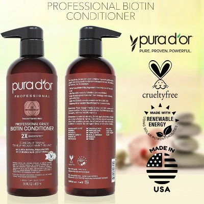 Pura d'or Professional Grade Biotin Conditioner 16 fl oz - Imperfect Container - Image 5