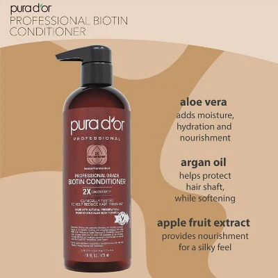 Pura d'or Professional Grade Biotin Conditioner 16 fl oz - Imperfect Container - Image 6