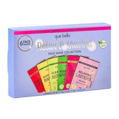 Que Bella Relax & Unwind Face Mask Collection 6pc - Imperfect Box - Image 2