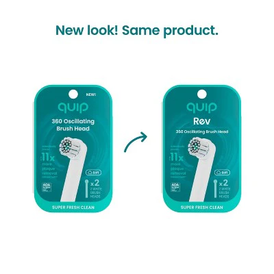 quip Rev Oscillating Brush Head Refill White 2pk - Imperfect Box - Image 3