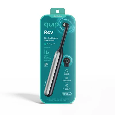 quip Rev Oscillating Rechargeable Electric Toothbrush Black/Silver - Imperfect Box - Image 16