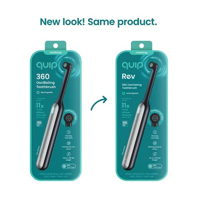 quip Rev Oscillating Rechargeable Electric Toothbrush Black/Silver - Imperfect Box - Image 3